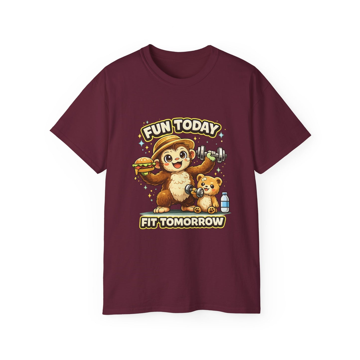 T-Shirt — “Fun Today, Fit Tomorrow” Sloth Workout Graphic Tee
