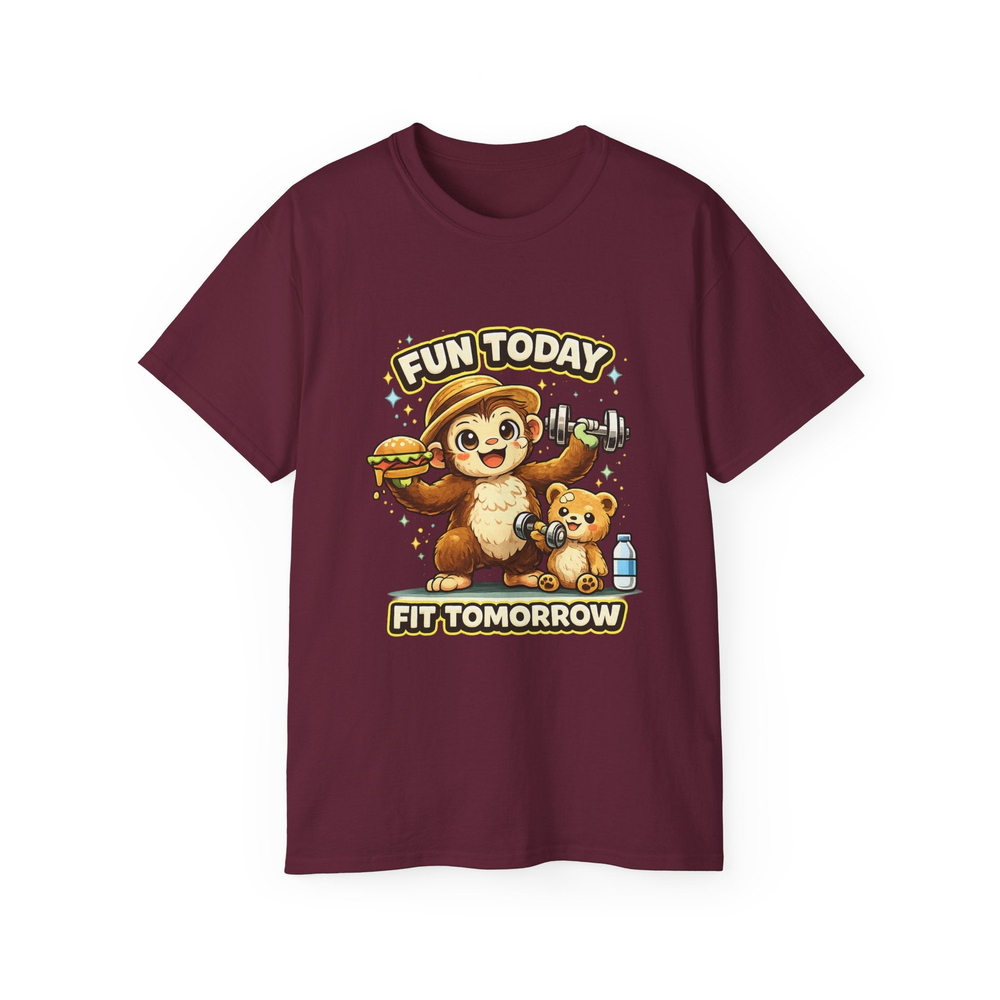 T-Shirt — “Fun Today, Fit Tomorrow” Sloth Workout Graphic Tee