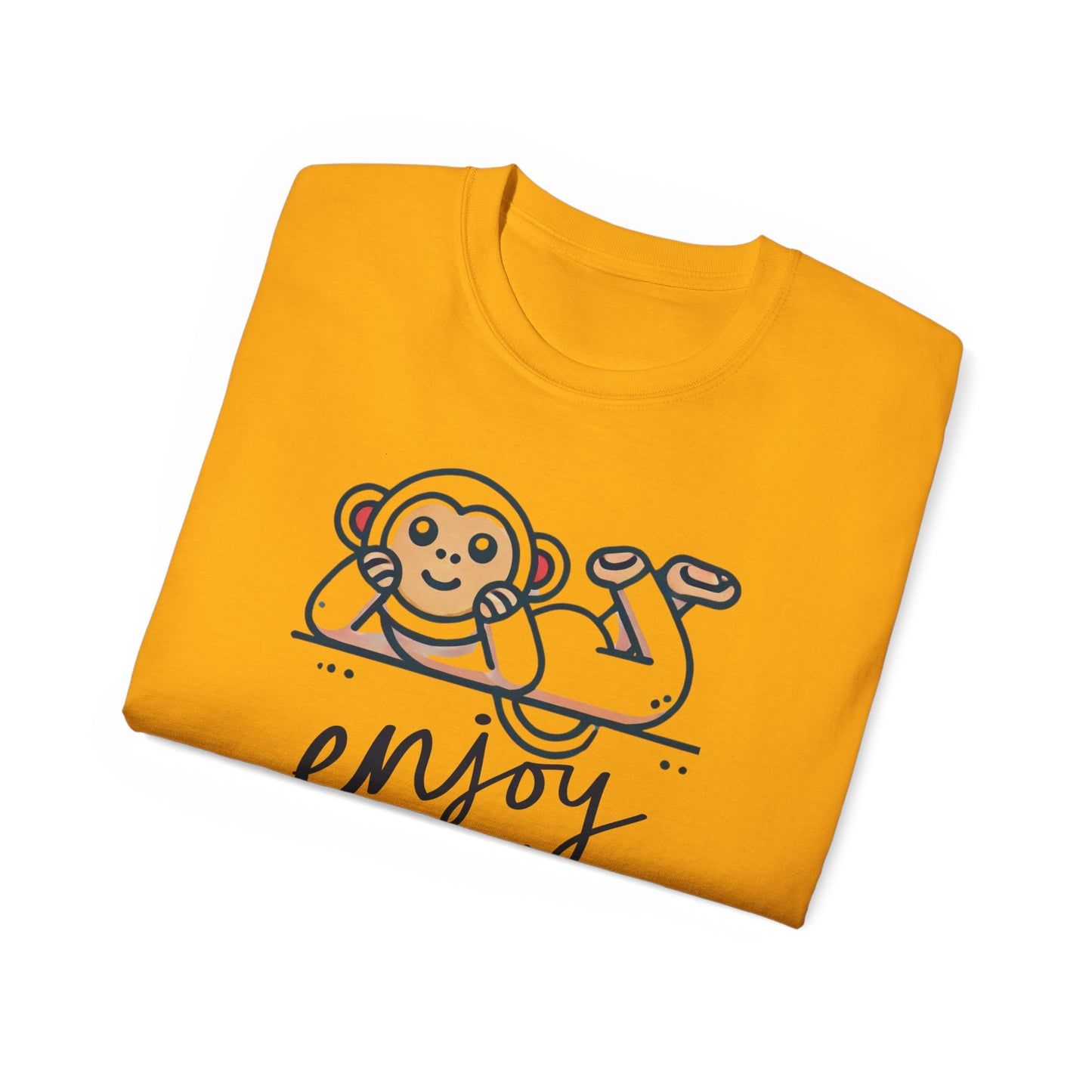 Enjoy Every Moment Tee — Cute Relaxing Monkey Graphic T-Shirt
