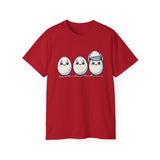 Cute Kawaii Egg Trio Graphic Tee — Adorable Chick Hatching T-Shirt
