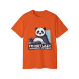 Energy Efficient Panda T-Shirt — "I'm Not Lazy, I'm Energy Efficient" Cute Graphic Tee
