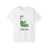 Pea Relaxing Tee — "Heya! It's A Long Time..." Funny Vegetable Graphic Shirt