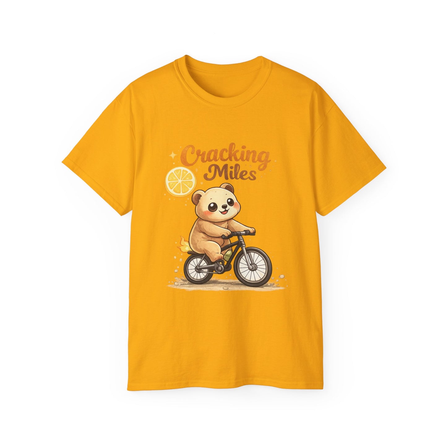 Cracking Miles Cute Bear on Bicycle T‑Shirt