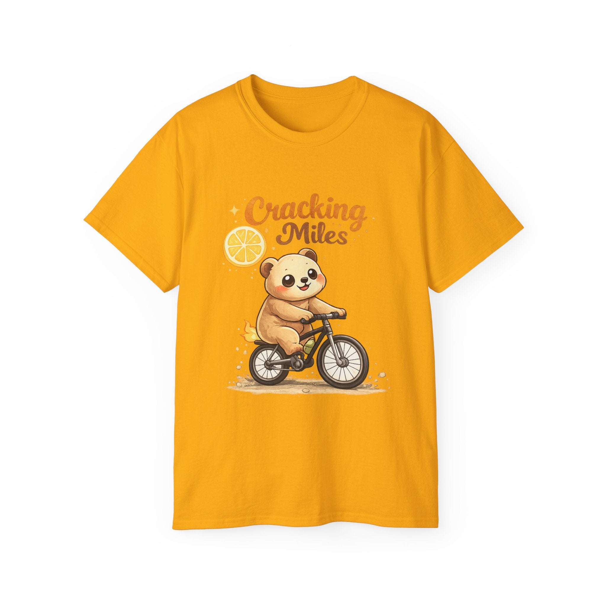 Cracking Miles Cute Bear on Bicycle T‑Shirt
