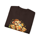 Cute Monkey Family Orange Juice T‑Shirt — Playful Tropical Kids Tee