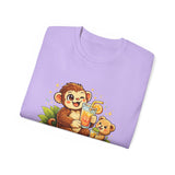Cute Monkey & Puppy Orange Juice T-Shirt — Playful Tropical Animal Tee