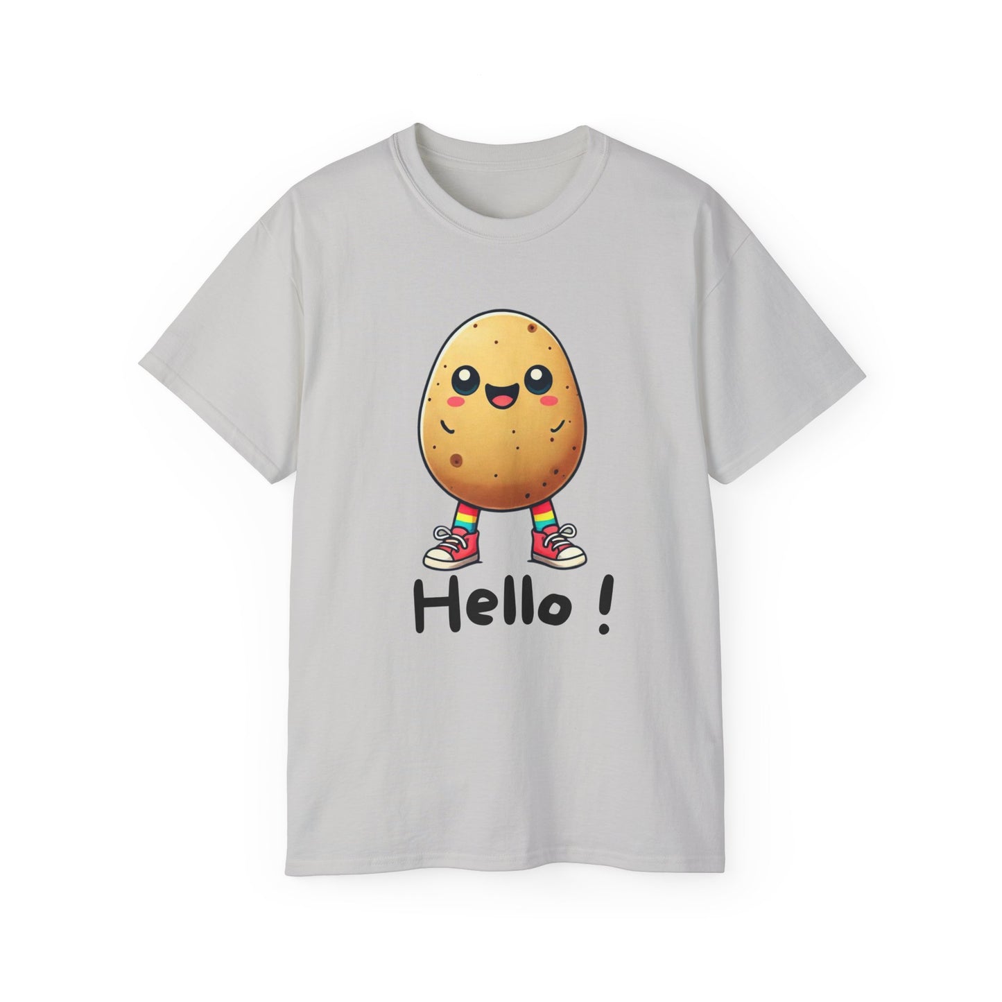 Potato Character T‑Shirt — Cute Kawaii 'Hello!' Tee