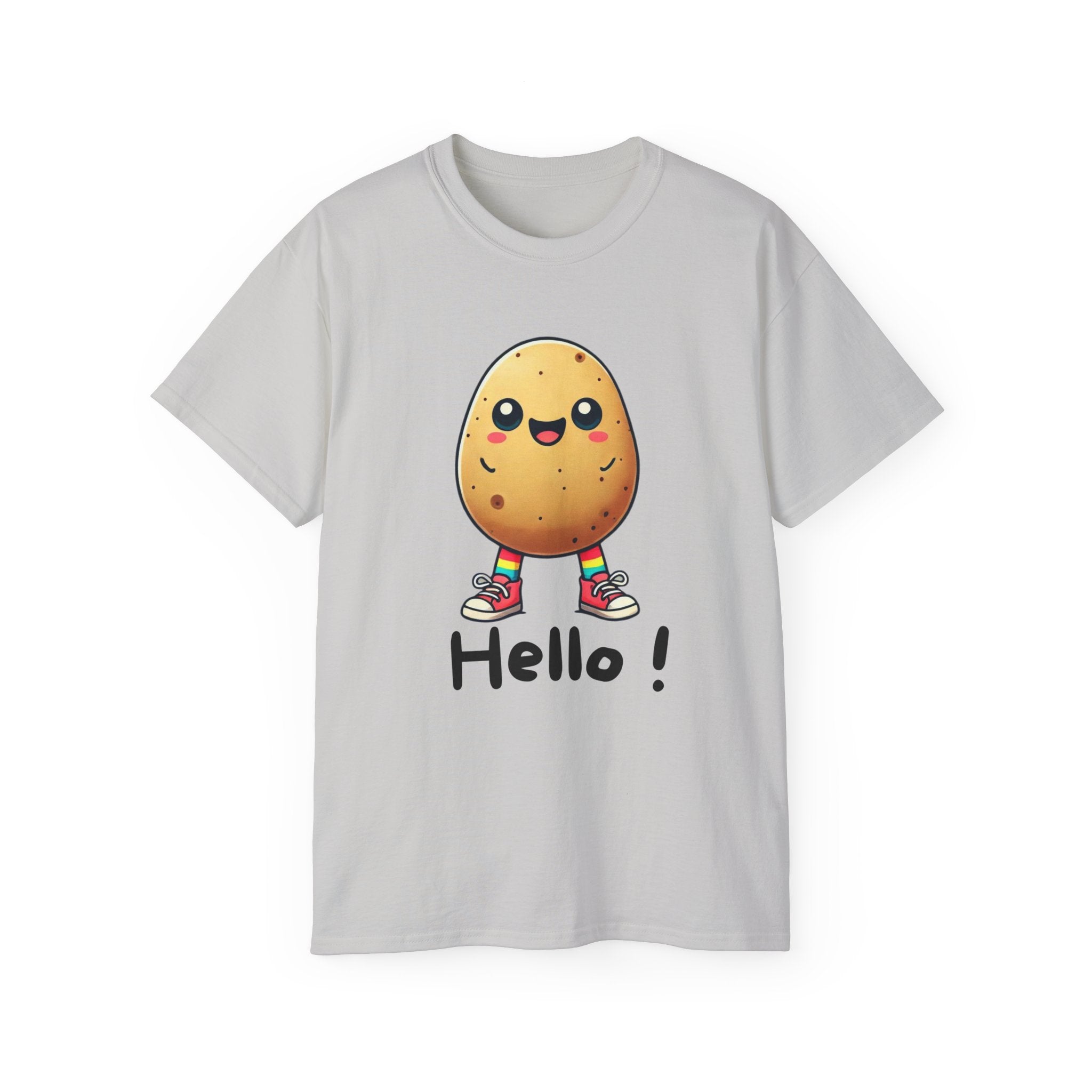 Potato Character T‑Shirt — Cute Kawaii 'Hello!' Tee