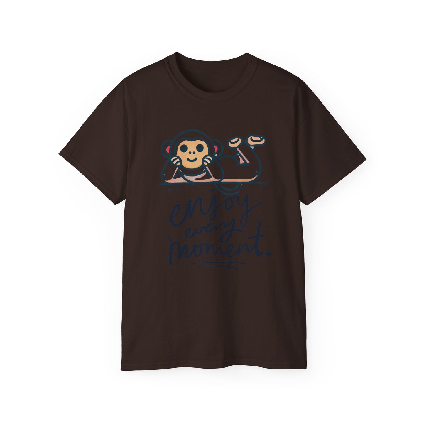 Enjoy Every Moment Tee — Cute Relaxing Monkey Graphic T-Shirt