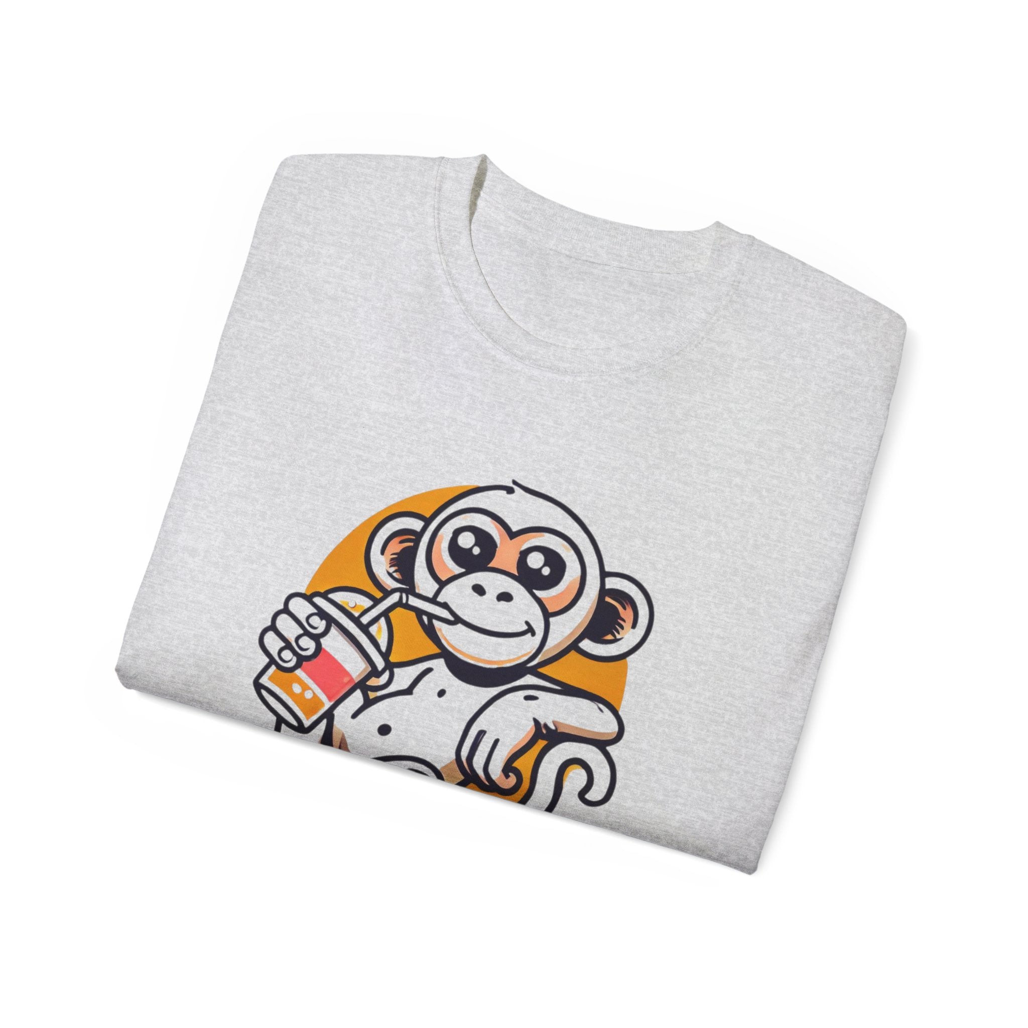Life Is Good Monkey T‑Shirt — Cute Cartoon Monkey Drinking Juice Tee