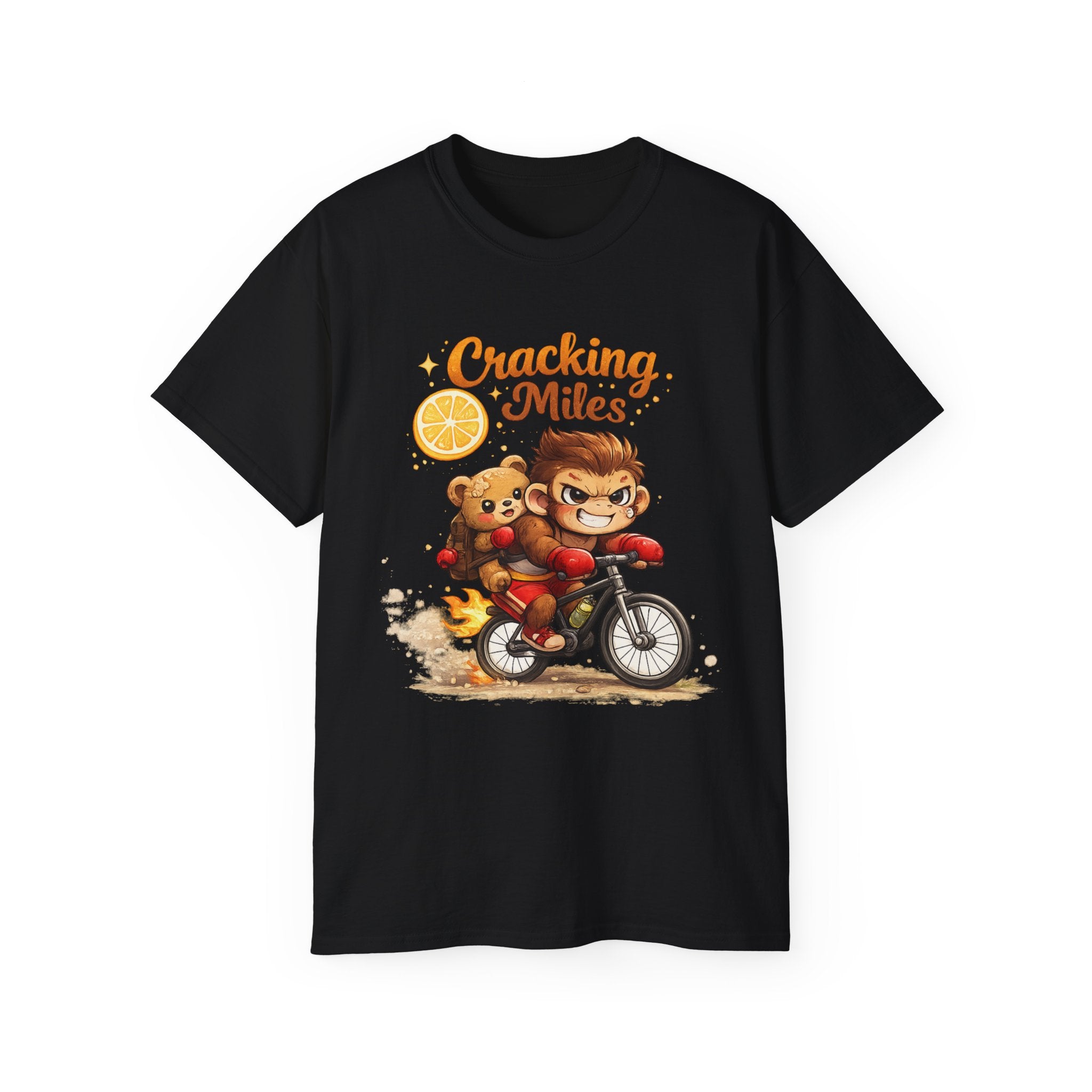 Cracking Miles Monkey Bike Tee — Cute Bear Rider Graphic T-Shirt