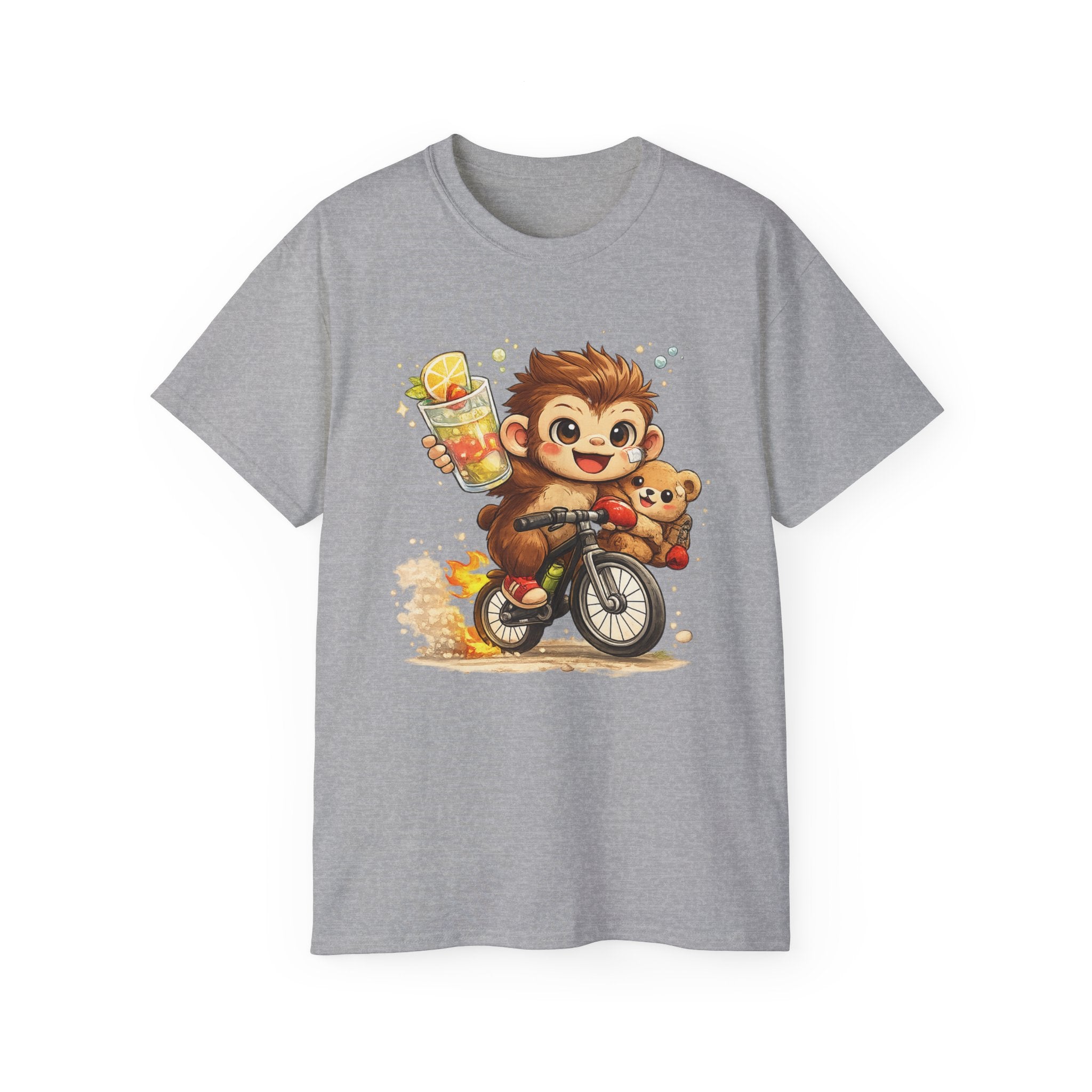 Cute Hedgehog Riding Bike T‑Shirt — Adorable Cartoon Animal Tee (With Teddy)