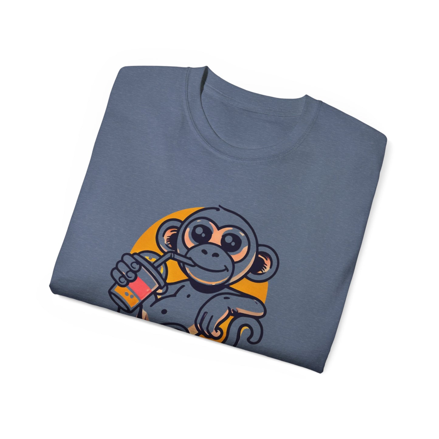 Life Is Good Monkey T‑Shirt — Cute Cartoon Monkey Drinking Juice Tee