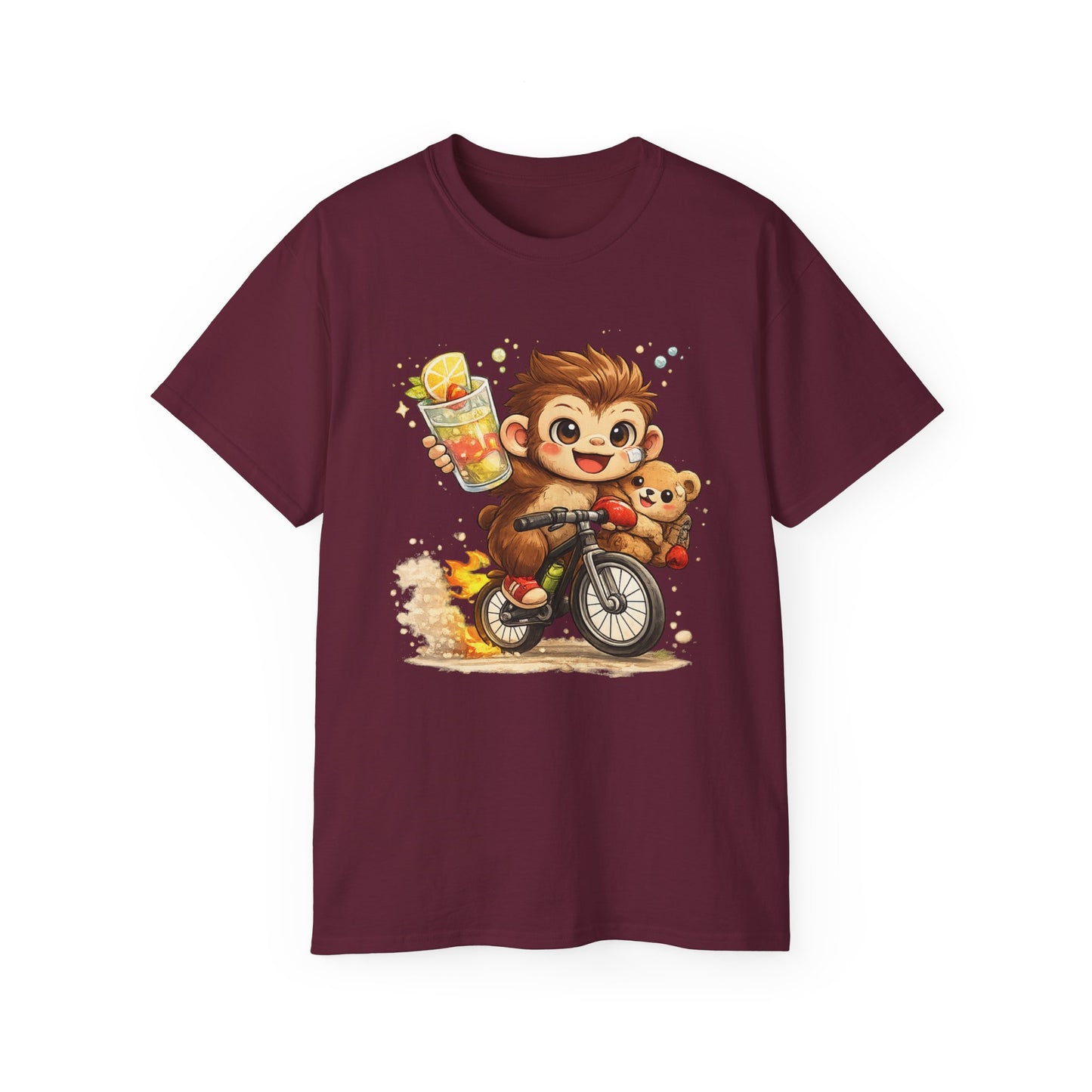 Cute Hedgehog Riding Bike T‑Shirt — Adorable Cartoon Animal Tee (With Teddy)