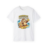 Powered by Bananas Tee — Cute Surfing Monkey & Teddy Graphic Shirt