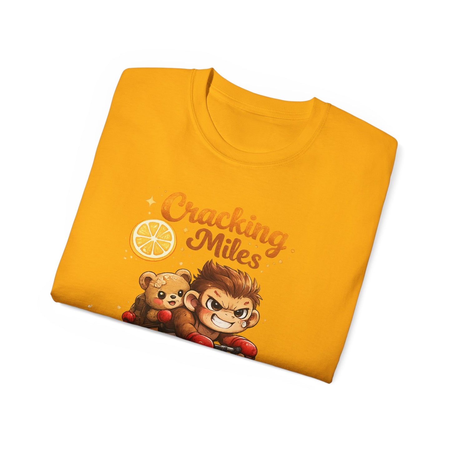 Cracking Miles Monkey Bike Tee — Cute Bear Rider Graphic T-Shirt