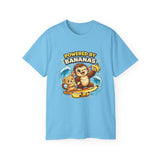 Powered by Bananas Tee — Cute Surfing Monkey & Teddy Graphic Shirt