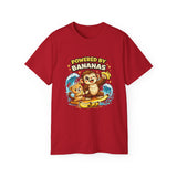 Powered by Bananas Tee — Cute Surfing Monkey & Teddy Graphic Shirt