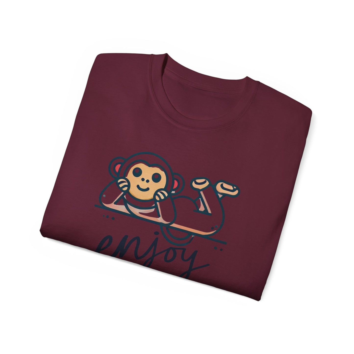 Enjoy Every Moment Tee — Cute Relaxing Monkey Graphic T-Shirt
