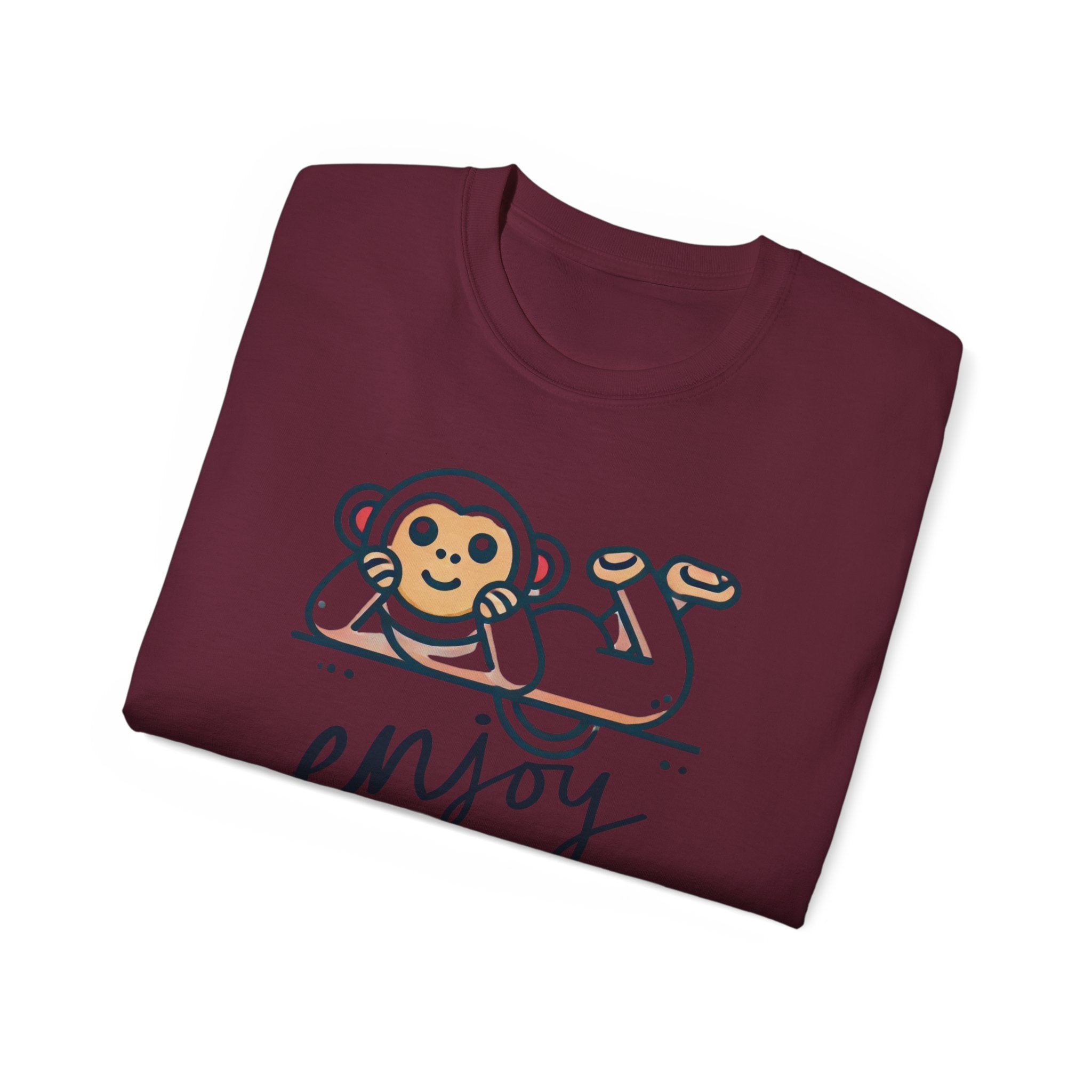 Enjoy Every Moment Tee — Cute Relaxing Monkey Graphic T-Shirt