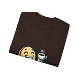 Coffee Bean Cartoon Tee — "Heya!" Cute Morning Coffee T-Shirt