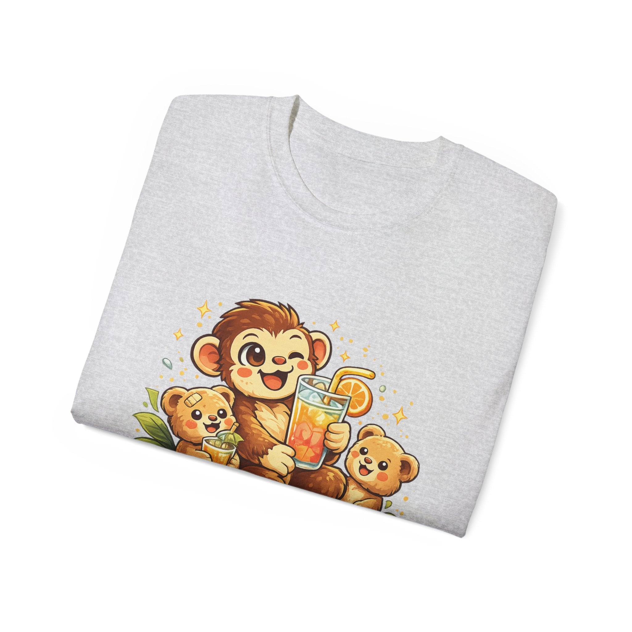 Cute Monkey Family Orange Juice T‑Shirt — Playful Tropical Kids Tee