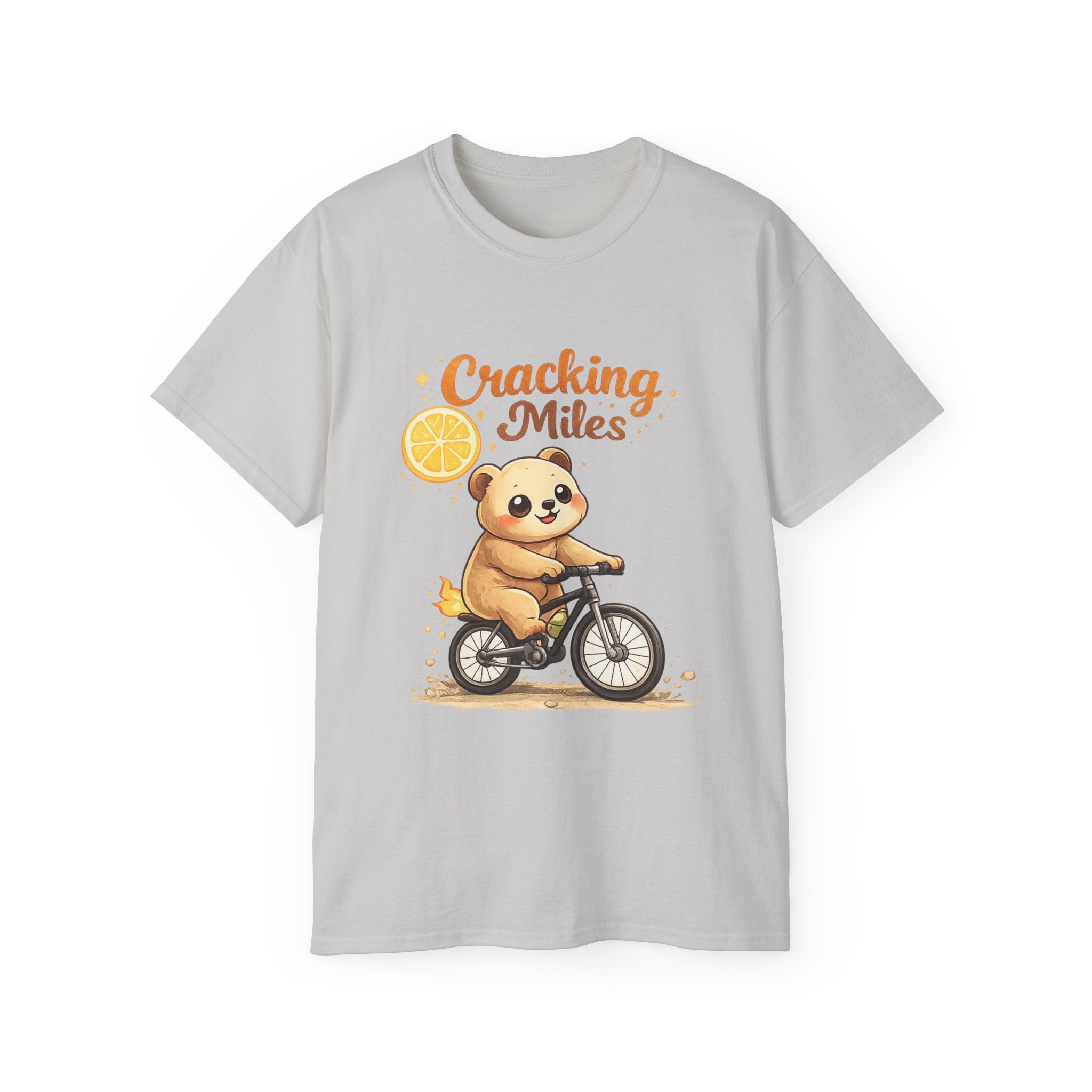 Cracking Miles Cute Bear on Bicycle T‑Shirt