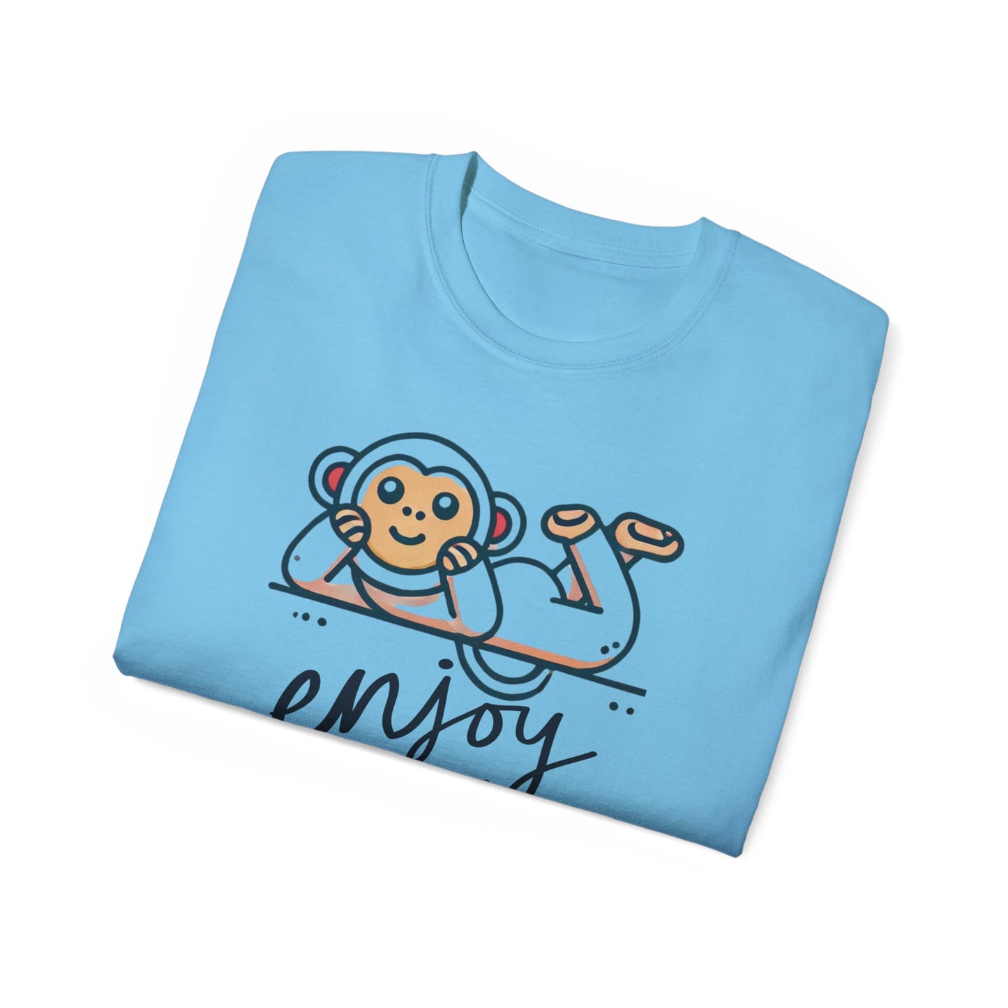 Enjoy Every Moment Tee — Cute Relaxing Monkey Graphic T-Shirt