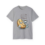 Coffee Bean Cartoon Tee — "Heya!" Cute Morning Coffee T-Shirt