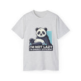 Energy Efficient Panda T-Shirt — "I'm Not Lazy, I'm Energy Efficient" Cute Graphic Tee