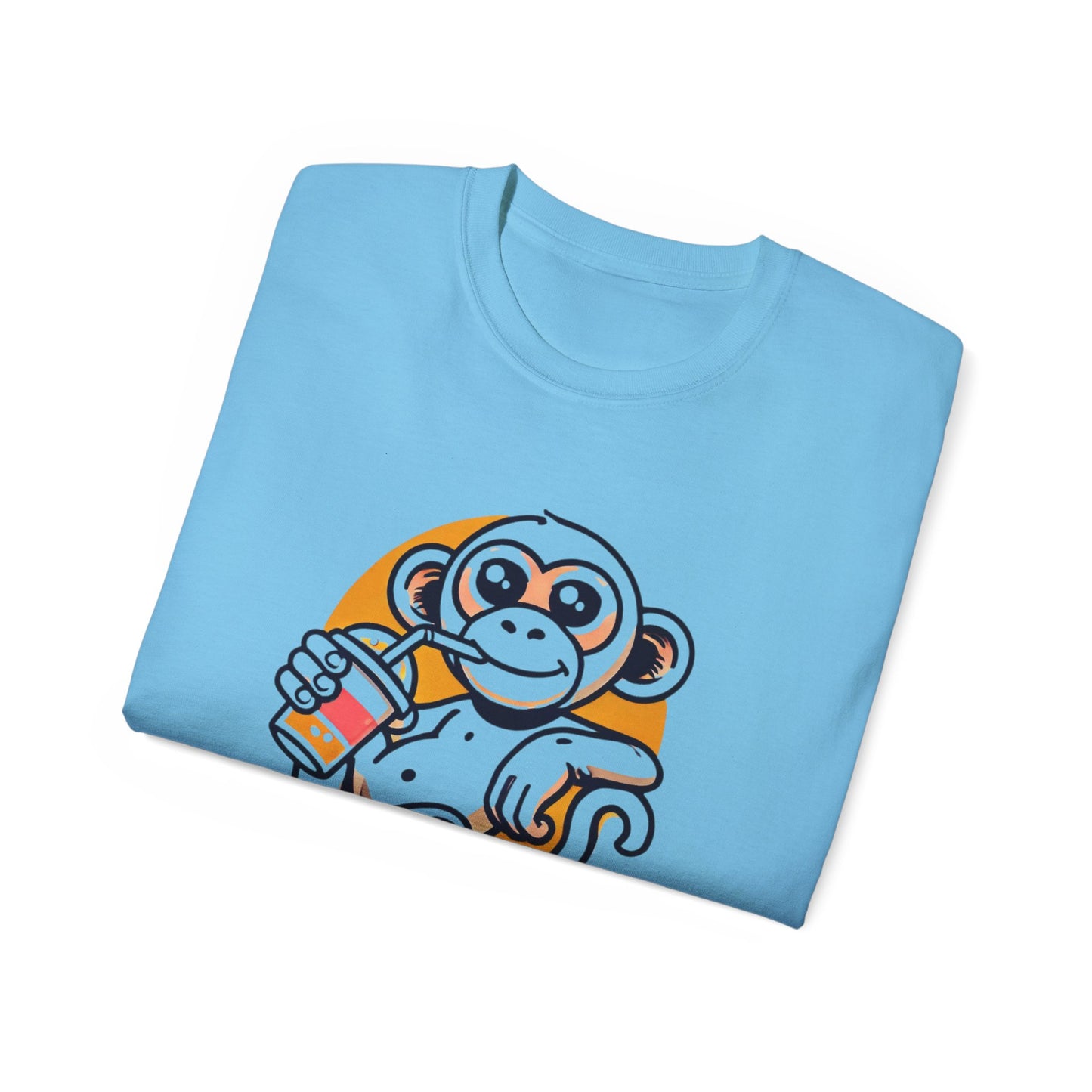 Life Is Good Monkey T‑Shirt — Cute Cartoon Monkey Drinking Juice Tee