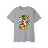 Powered by Bananas Tee — Cute Surfing Monkey & Teddy Graphic Shirt