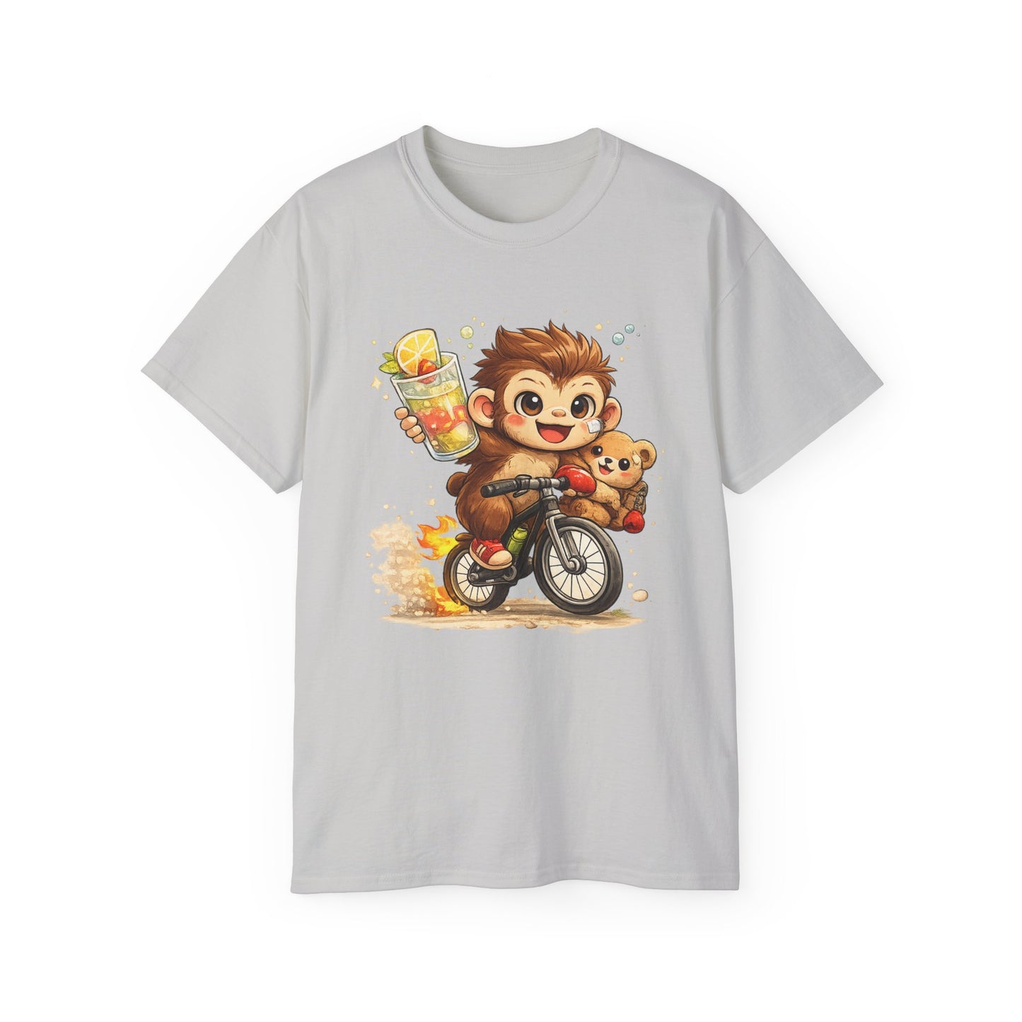Cute Hedgehog Riding Bike T‑Shirt — Adorable Cartoon Animal Tee (With Teddy)