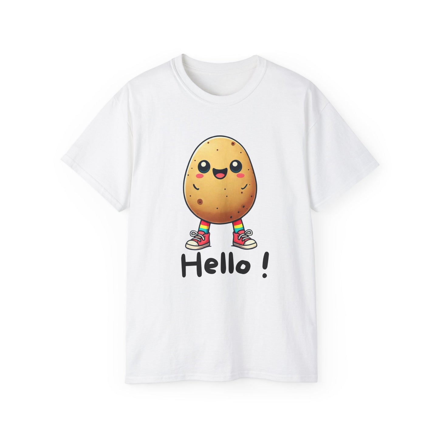 Potato Character T‑Shirt — Cute Kawaii 'Hello!' Tee