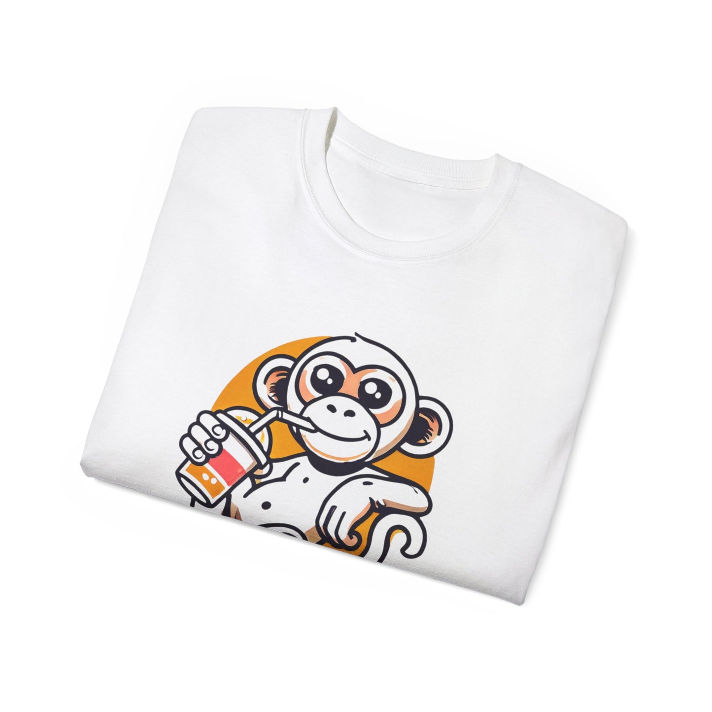 Life Is Good Monkey T‑Shirt — Cute Cartoon Monkey Drinking Juice Tee