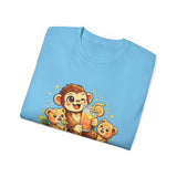 Cute Monkey Family Orange Juice T‑Shirt — Playful Tropical Kids Tee