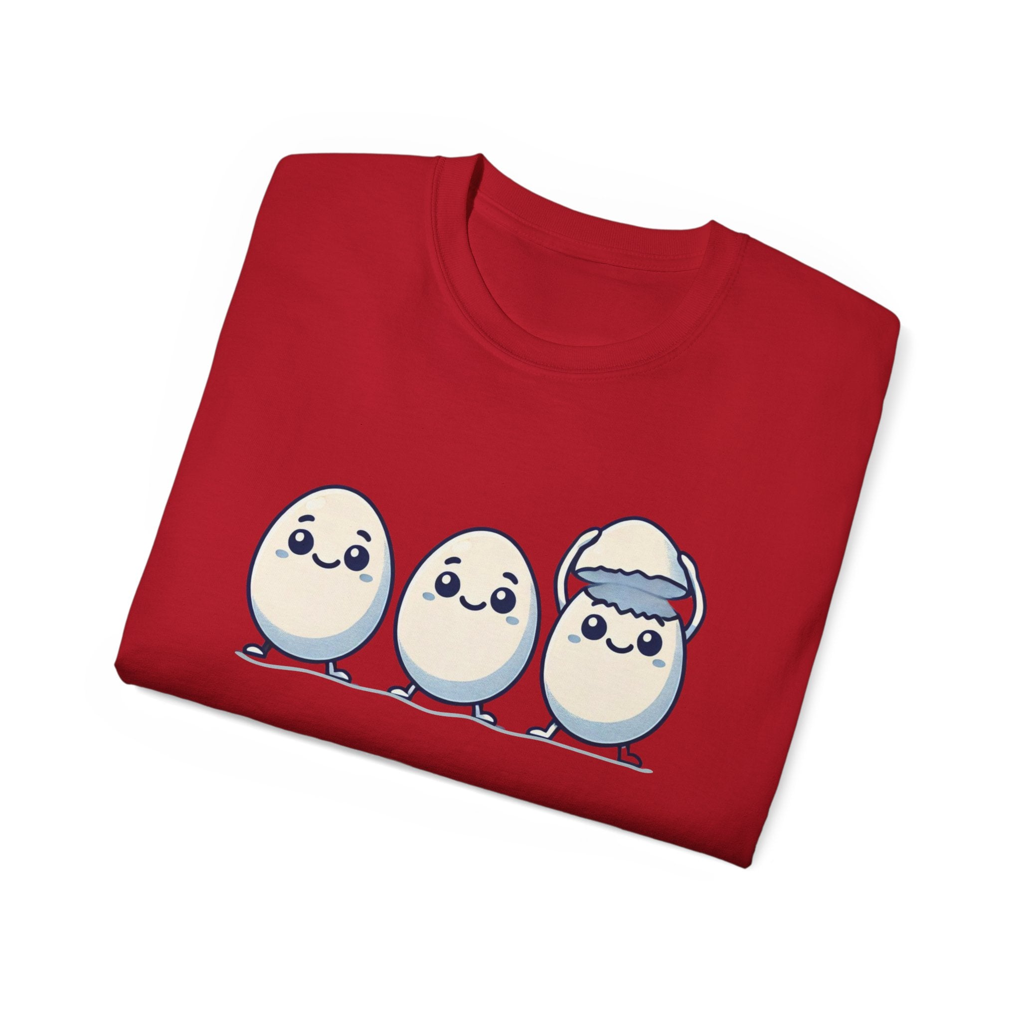 Cute Kawaii Egg Trio Graphic Tee — Adorable Chick Hatching T-Shirt