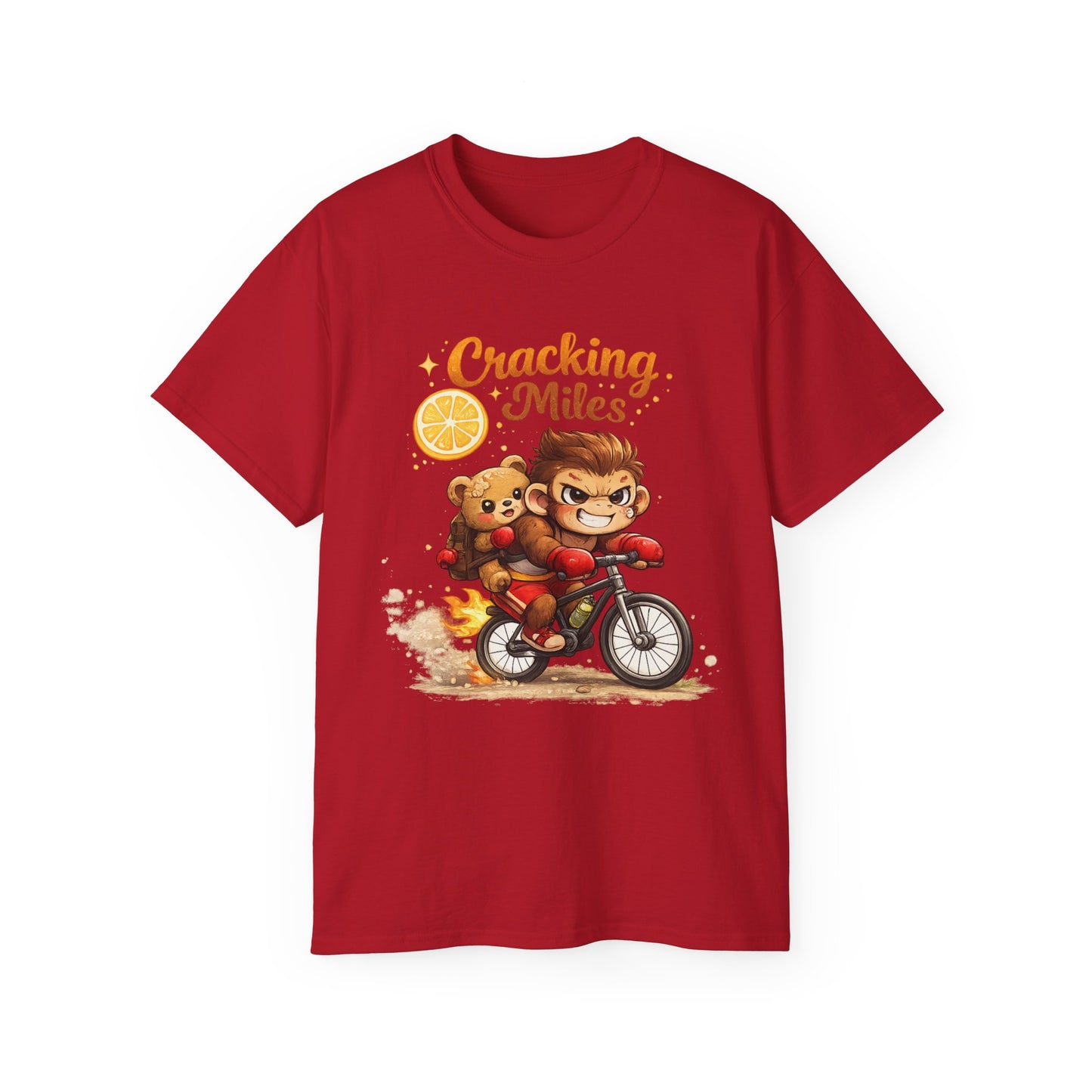 Cracking Miles Monkey Bike Tee — Cute Bear Rider Graphic T-Shirt