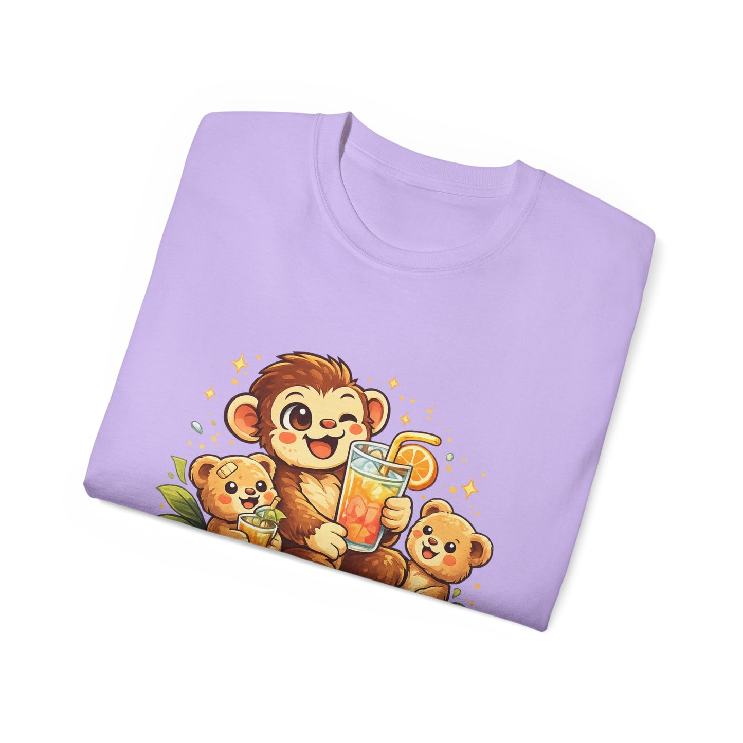Cute Monkey Family Orange Juice T‑Shirt — Playful Tropical Kids Tee
