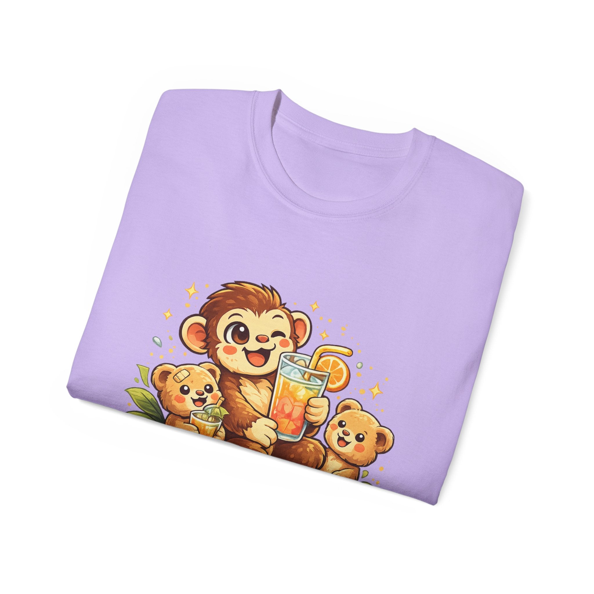 Cute Monkey Family Orange Juice T‑Shirt — Playful Tropical Kids Tee