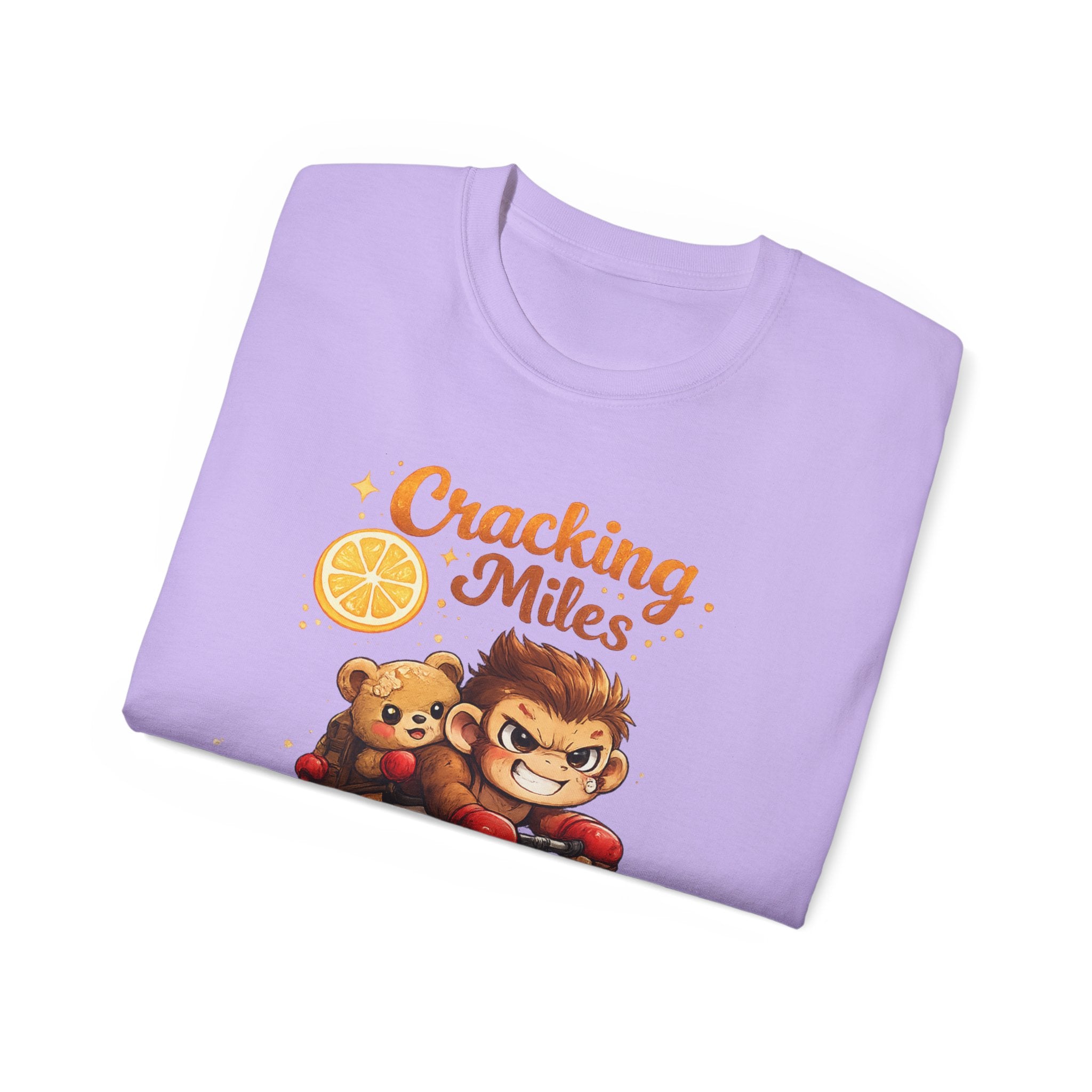 Cracking Miles Monkey Bike Tee — Cute Bear Rider Graphic T-Shirt