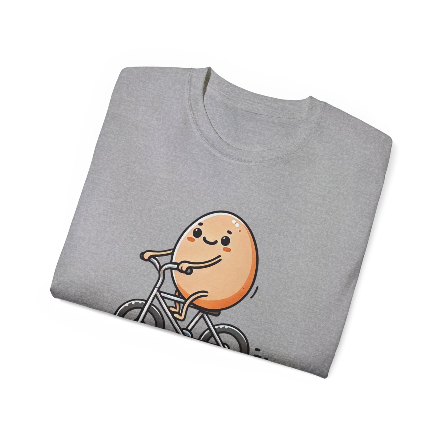 Cute Egg on Bike T-Shirt — “Eggs-tra Ordinary” Funny Cycling Tee