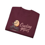 Cracking Miles Cycling T‑Shirt — Cute Egg Biker Tee