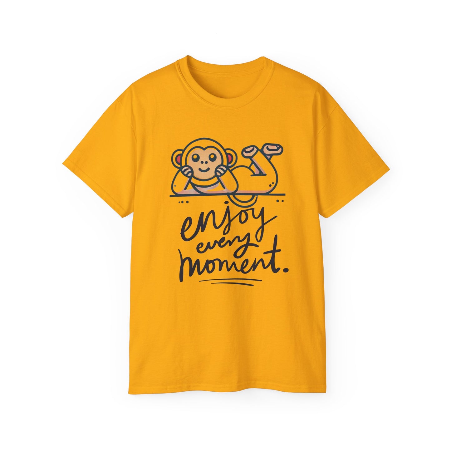 Enjoy Every Moment Tee — Cute Relaxing Monkey Graphic T-Shirt