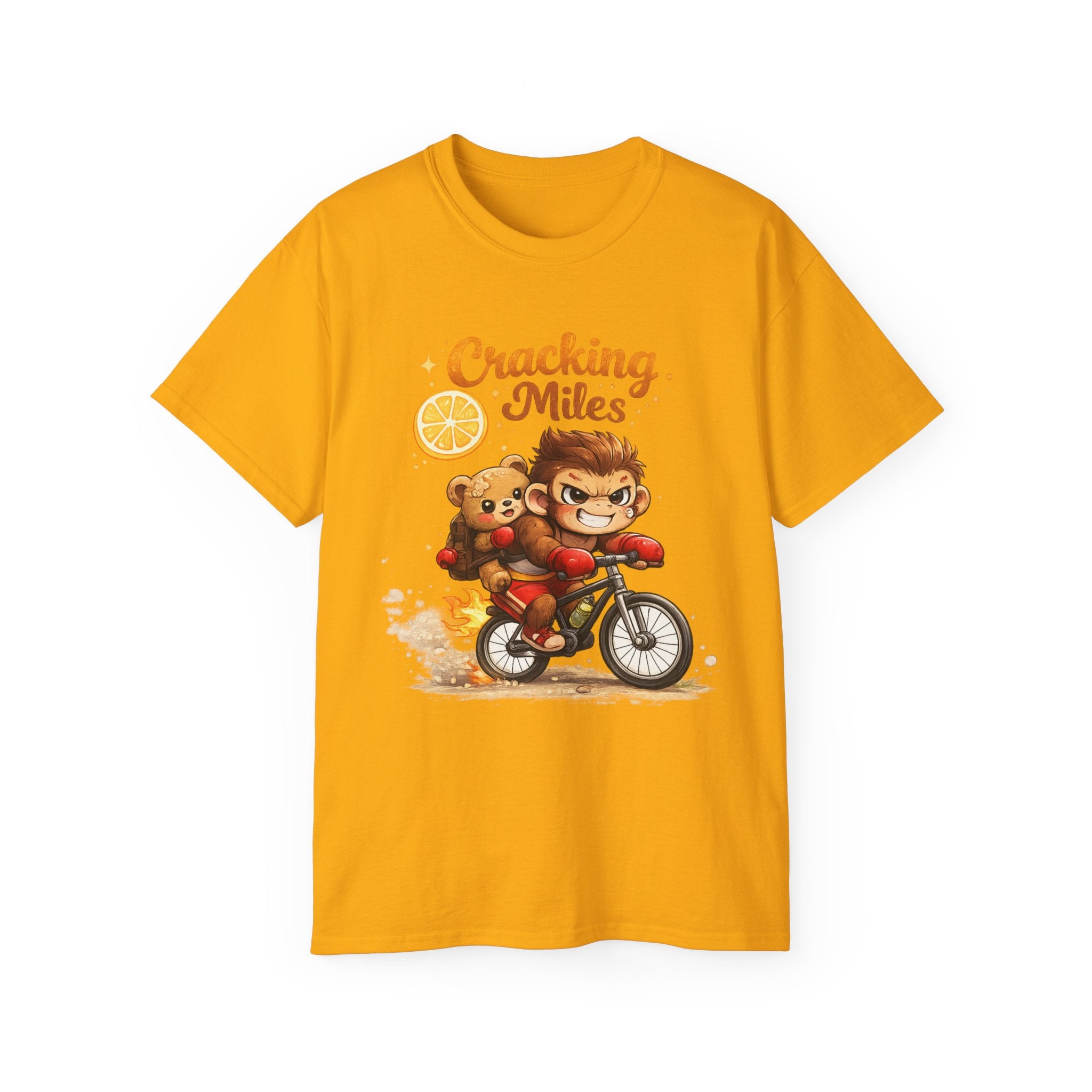 Cracking Miles Monkey Bike Tee — Cute Bear Rider Graphic T-Shirt