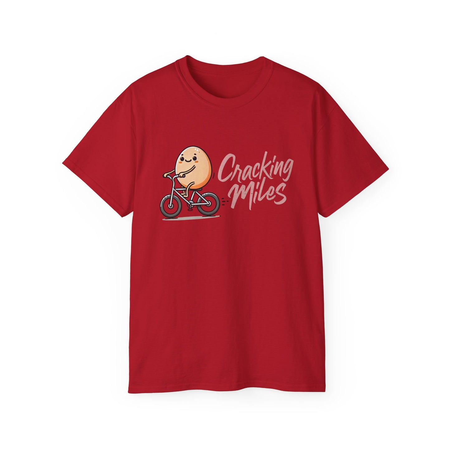 Cracking Miles Cycling T‑Shirt — Cute Egg Biker Tee