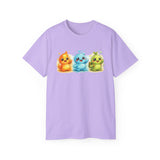 Cute Trio Slime Tee — Colorful Kawaii Slime Characters T-Shirt