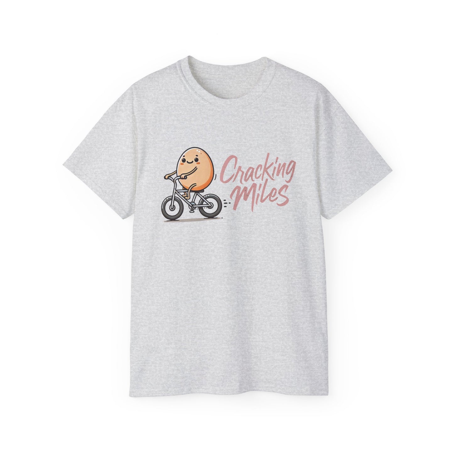Cracking Miles Cycling T‑Shirt — Cute Egg Biker Tee
