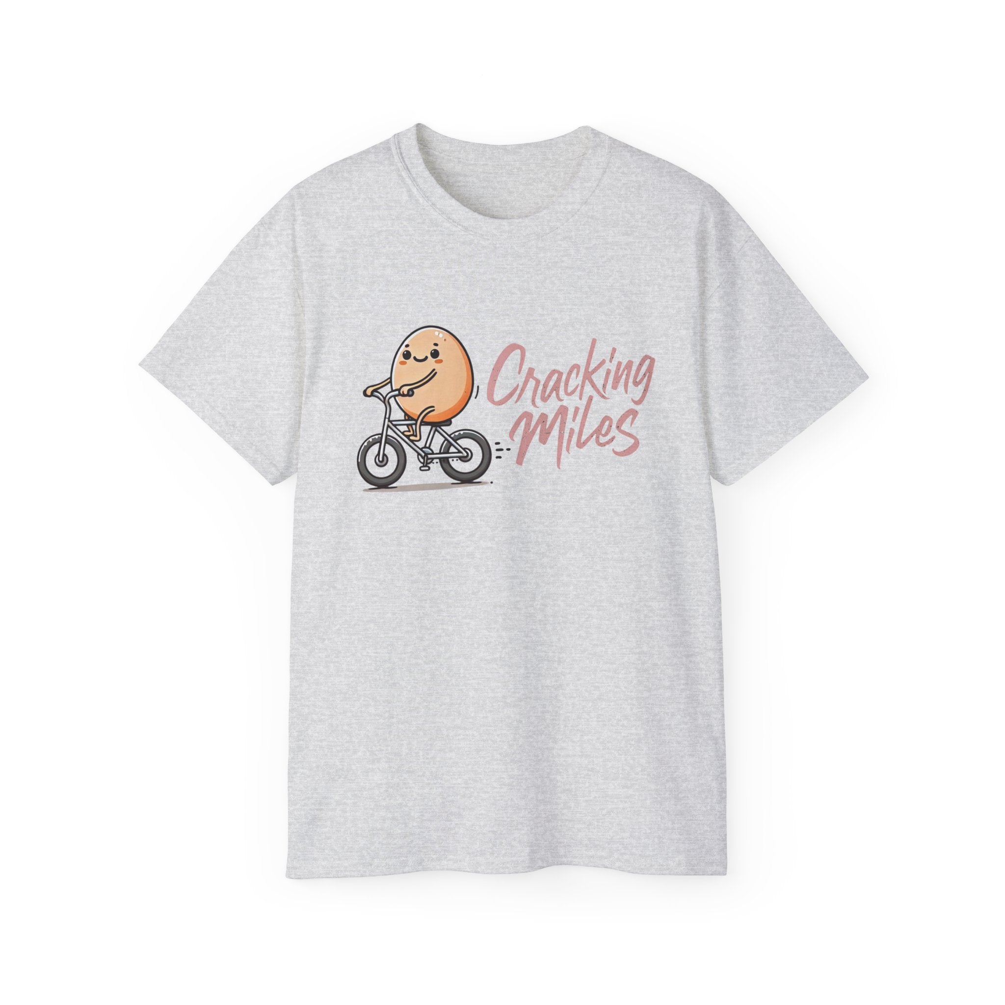 Cracking Miles Cycling T‑Shirt — Cute Egg Biker Tee