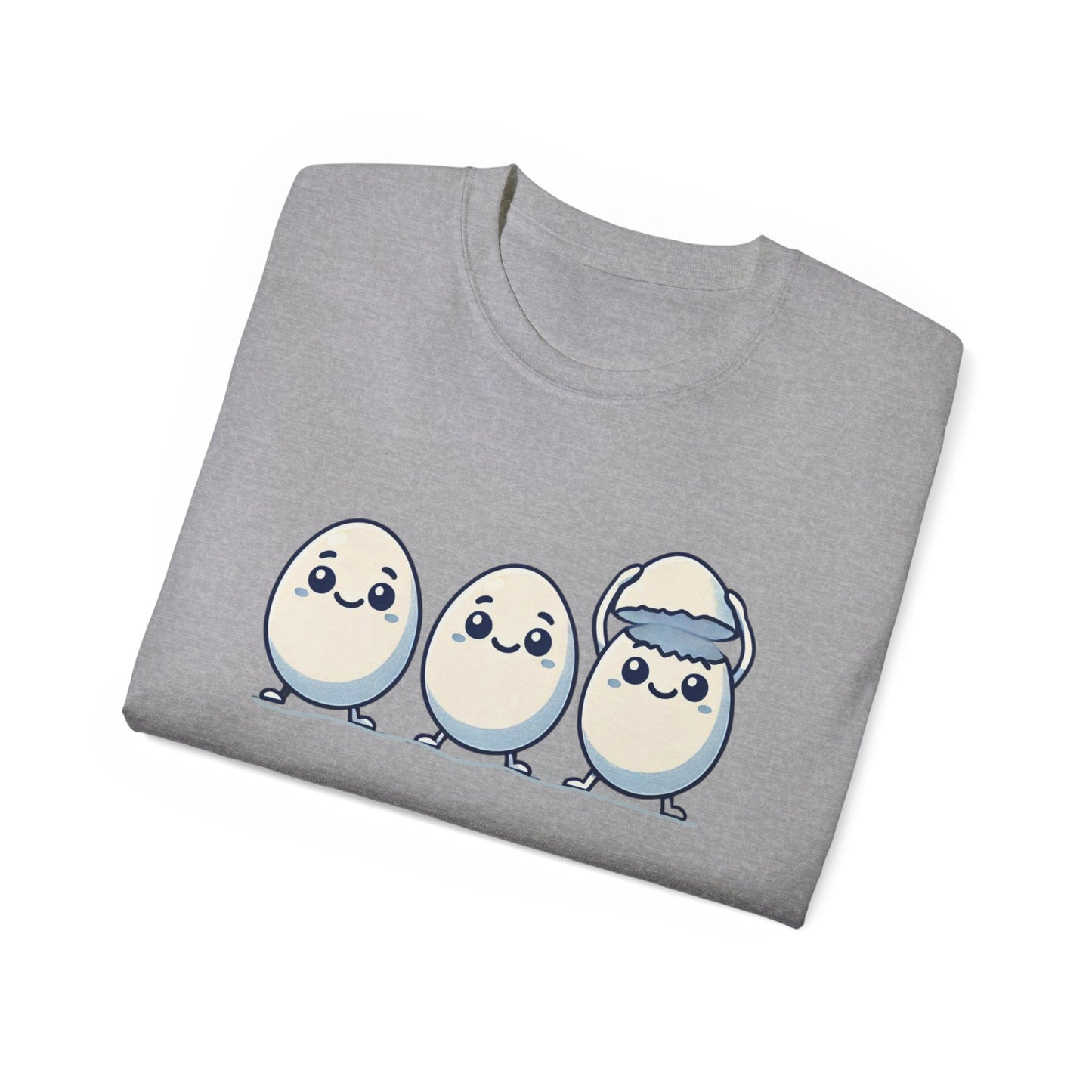 Cute Kawaii Egg Trio Graphic Tee — Adorable Chick Hatching T-Shirt